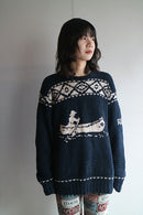 90'S POLO SPORT Hand Knit Linen Cotton Sweater