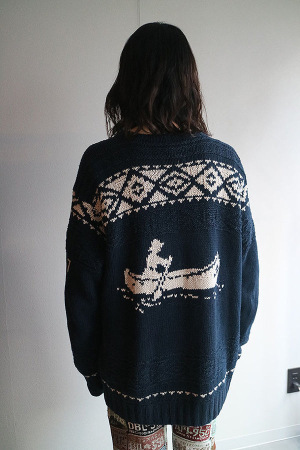 90'S POLO SPORT Hand Knit Linen Cotton Sweater