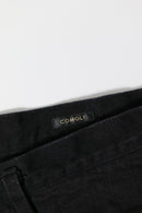 COMOLI ブラックデニム テーパードパンツ