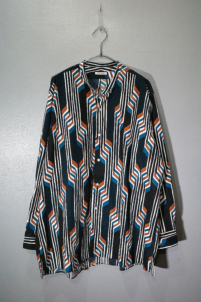 HEUGN Morris Band Collar Bucol Print Shirts