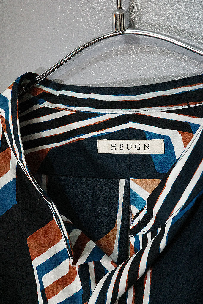 HEUGN Morris Band Collar Bucol Print Shirts