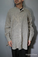 MAATEE&SONS C/L/N 強撚ヒッコリー BAND COLLAR SHIRT