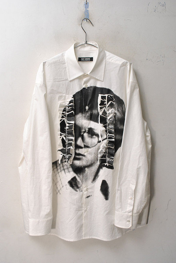 Raf Simons BIG SHIRT WITH RUFFLES AND PRINT ON TOP