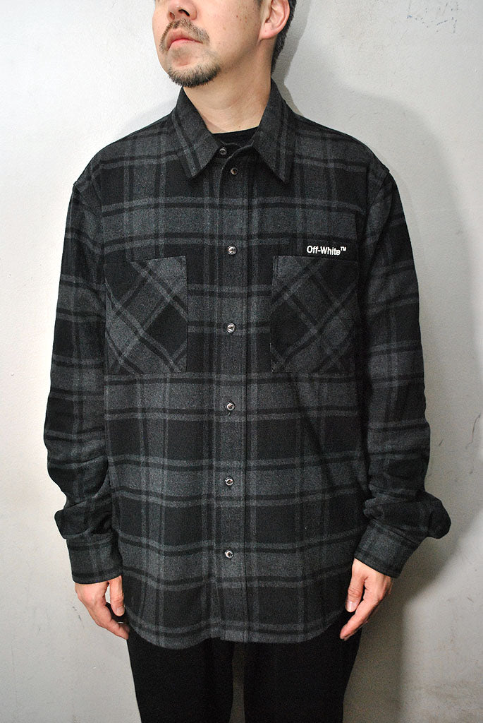 OFF-WHITE GRAY ARROWS FLANNEL SHIRT