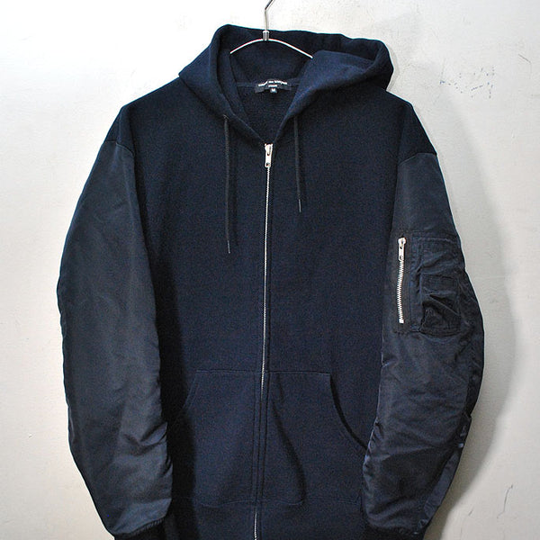 コムデギャルソンオム MA-1 ZIPパーカーブラックサイズM COMME des GARCONS HOMME MA-1 SLEEVE ZIP PARKA