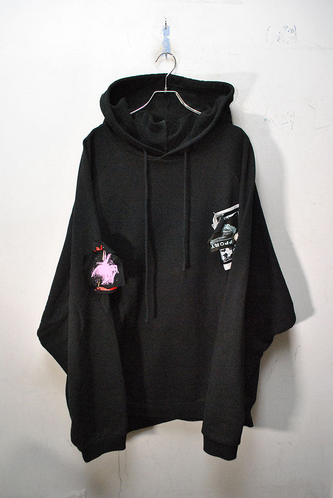 RAF SIMONS OVERSIZED HOODIE WITH PATCHES AND PINS