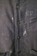 French Vintage Black Moleskin Jacket