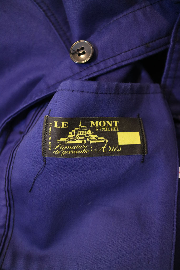 50's Le Mont St Michel French Vintage Ink Blue Moleskin Jacket