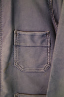 60's French Vintage Adolphe Lafont Ink Blue Moleskin Jacket