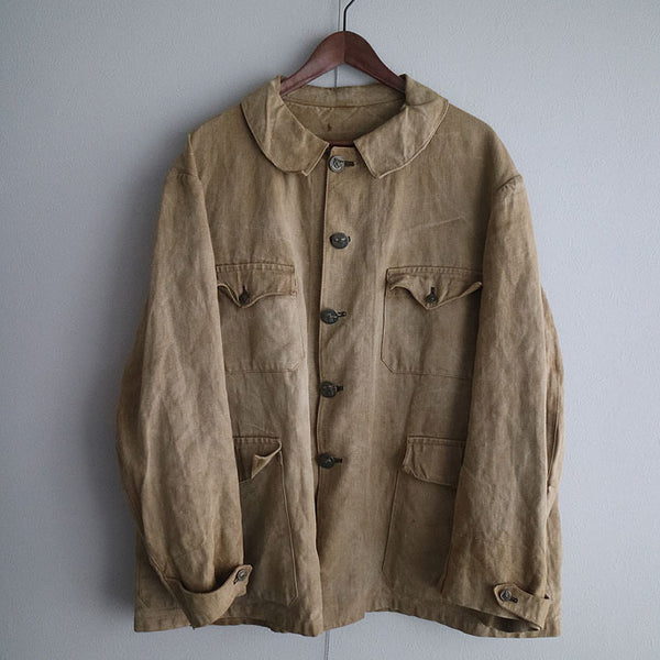 40's French Vintage Linen Hunting Jacket