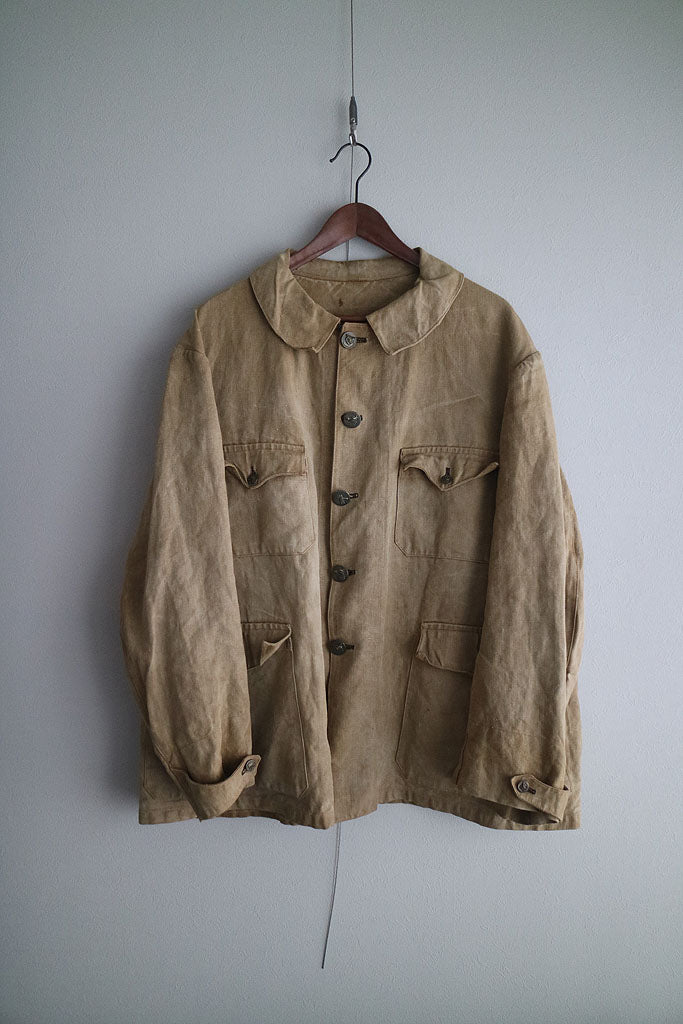 40's French Vintage Linen Hunting Jacket